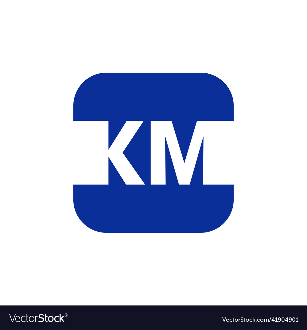 Km company initial letters monogram blue logo