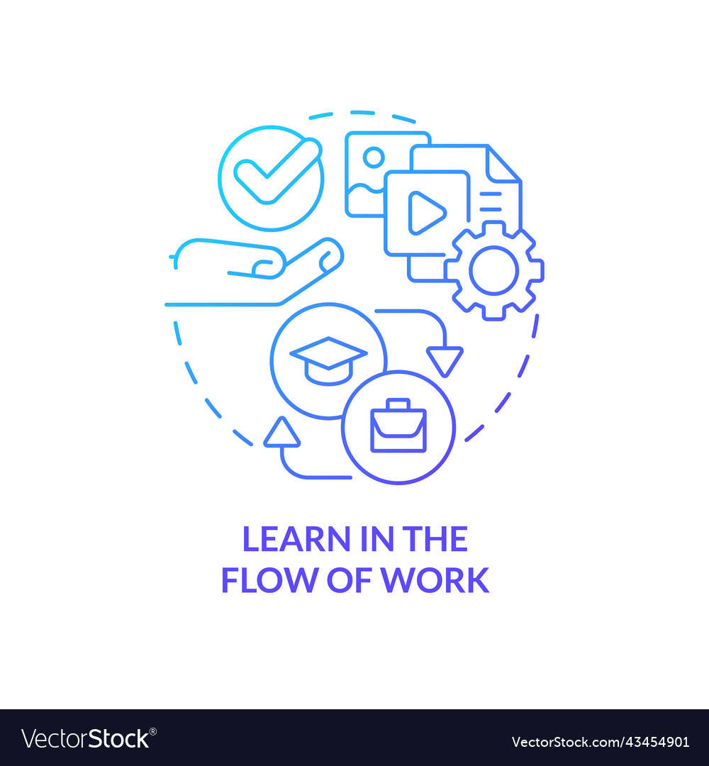 Learn in flow of work blue gradient concept icon vector image Learn in flow of work blue gradient concept icon