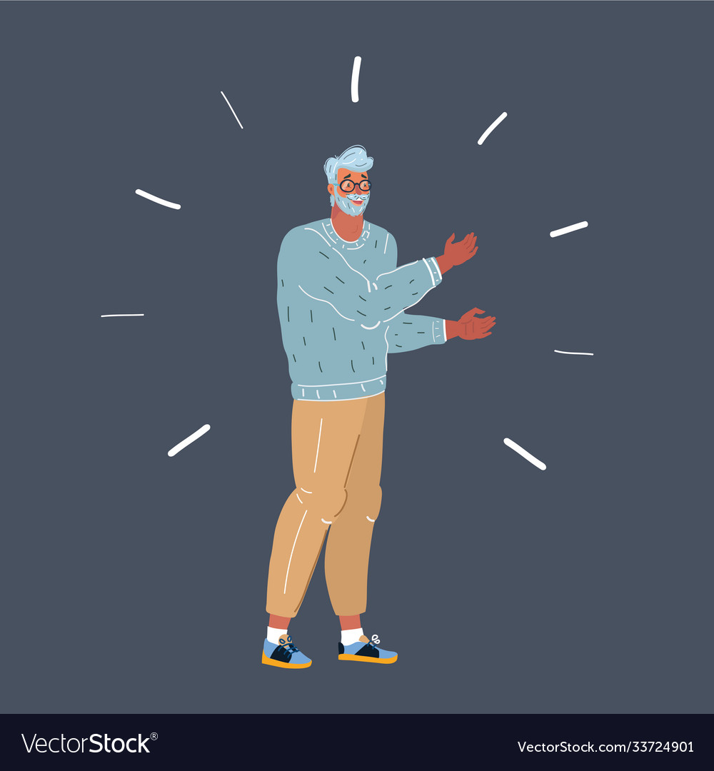 Nerd man on dark background vector image Nerd man on dark background