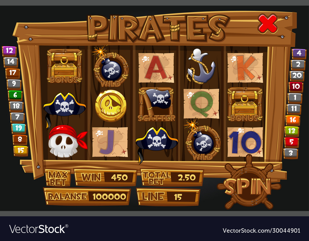 Pirates graphical interface and icons for slot