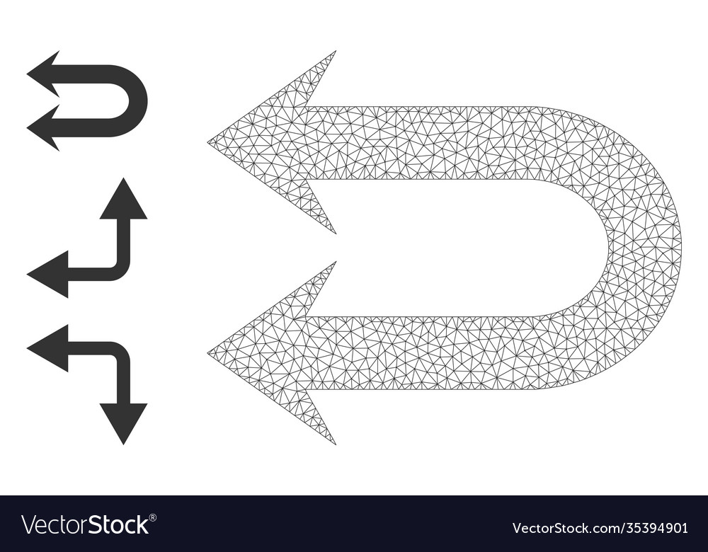 Polygonal mesh double left arrow icon with simple