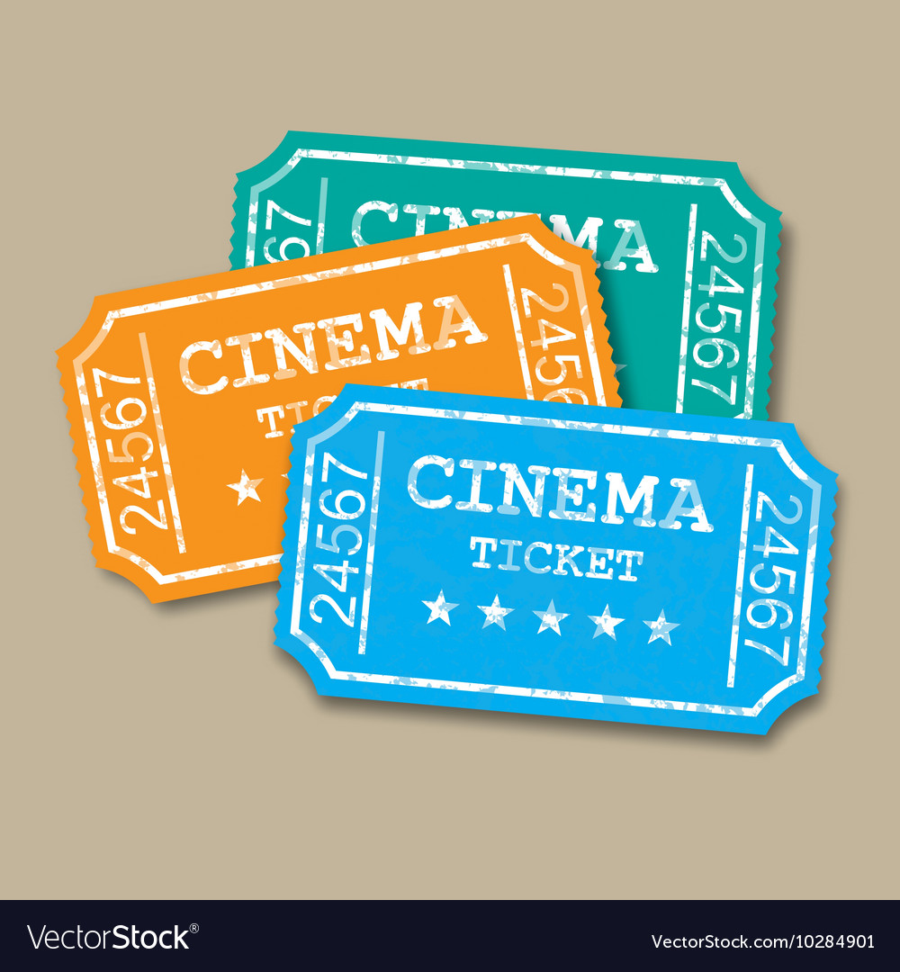 Realistic retro paper cinema tickets