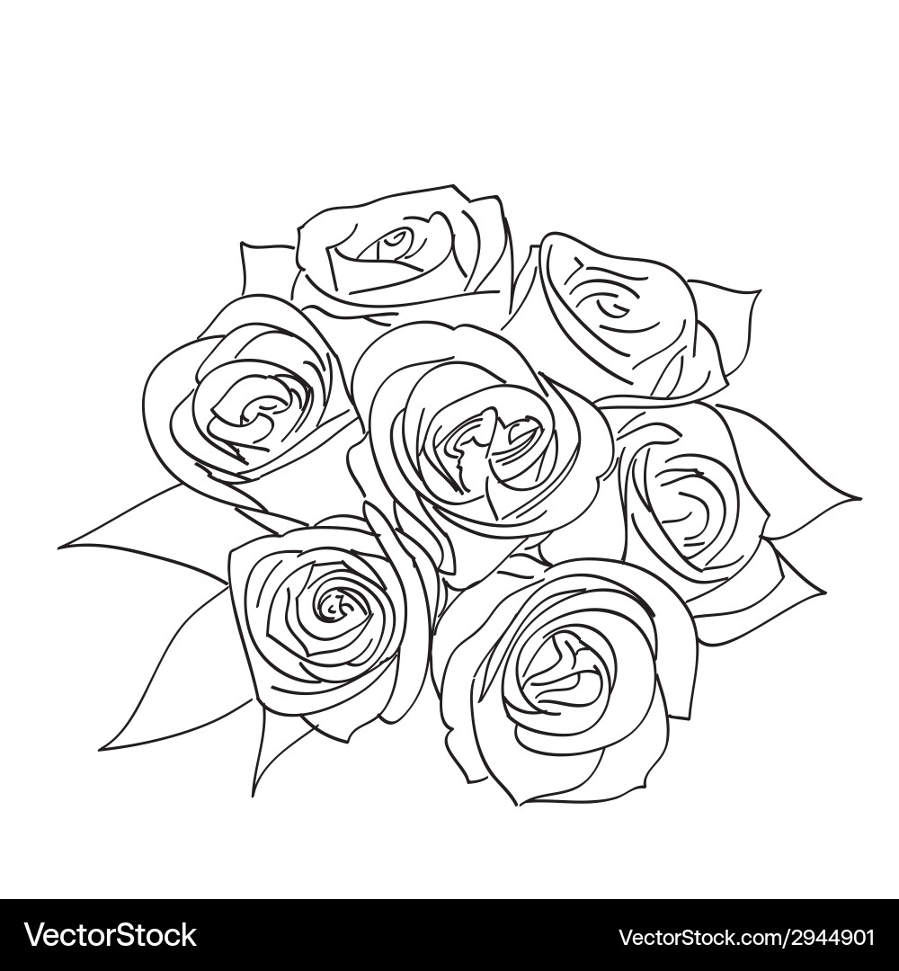Rose with leaves Royalty Free Vector Image - VectorStock