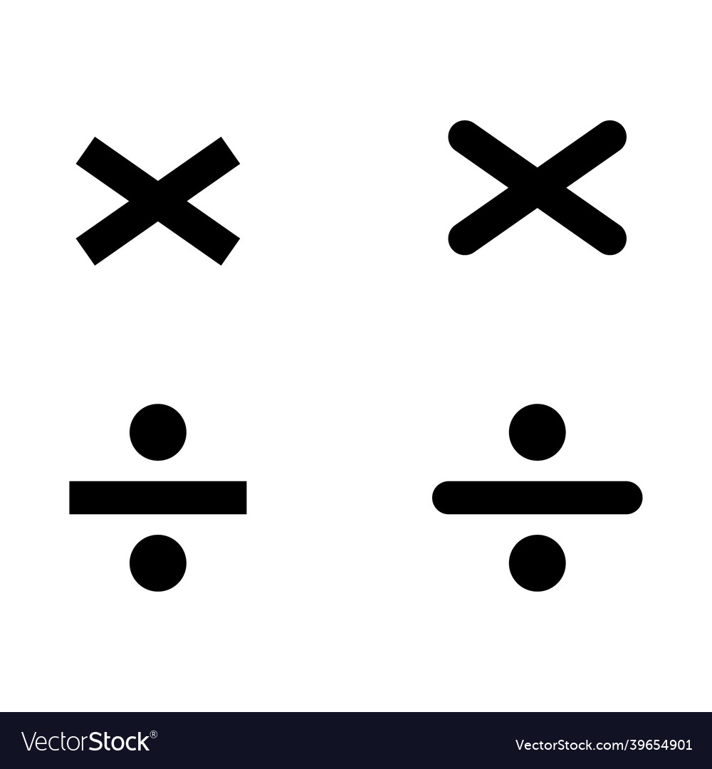 Set of divide and equal mathematics symbol vector image Set of divide and equal mathematics symbol