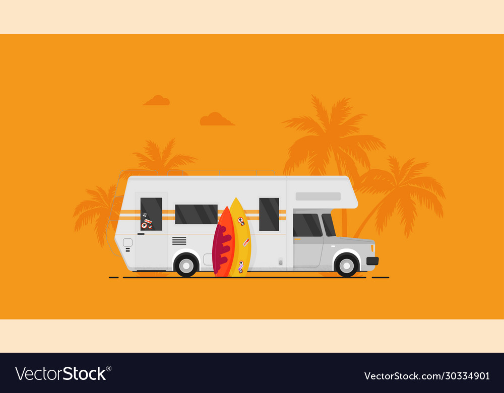 Summer holidays flat design beach with car