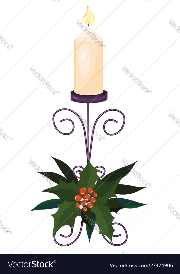 Christmas candle in a candlestick graphics