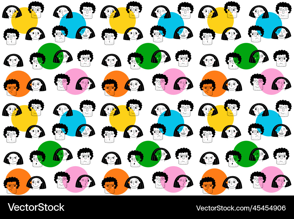 Couple in love pattern guy and girl face Vector Image