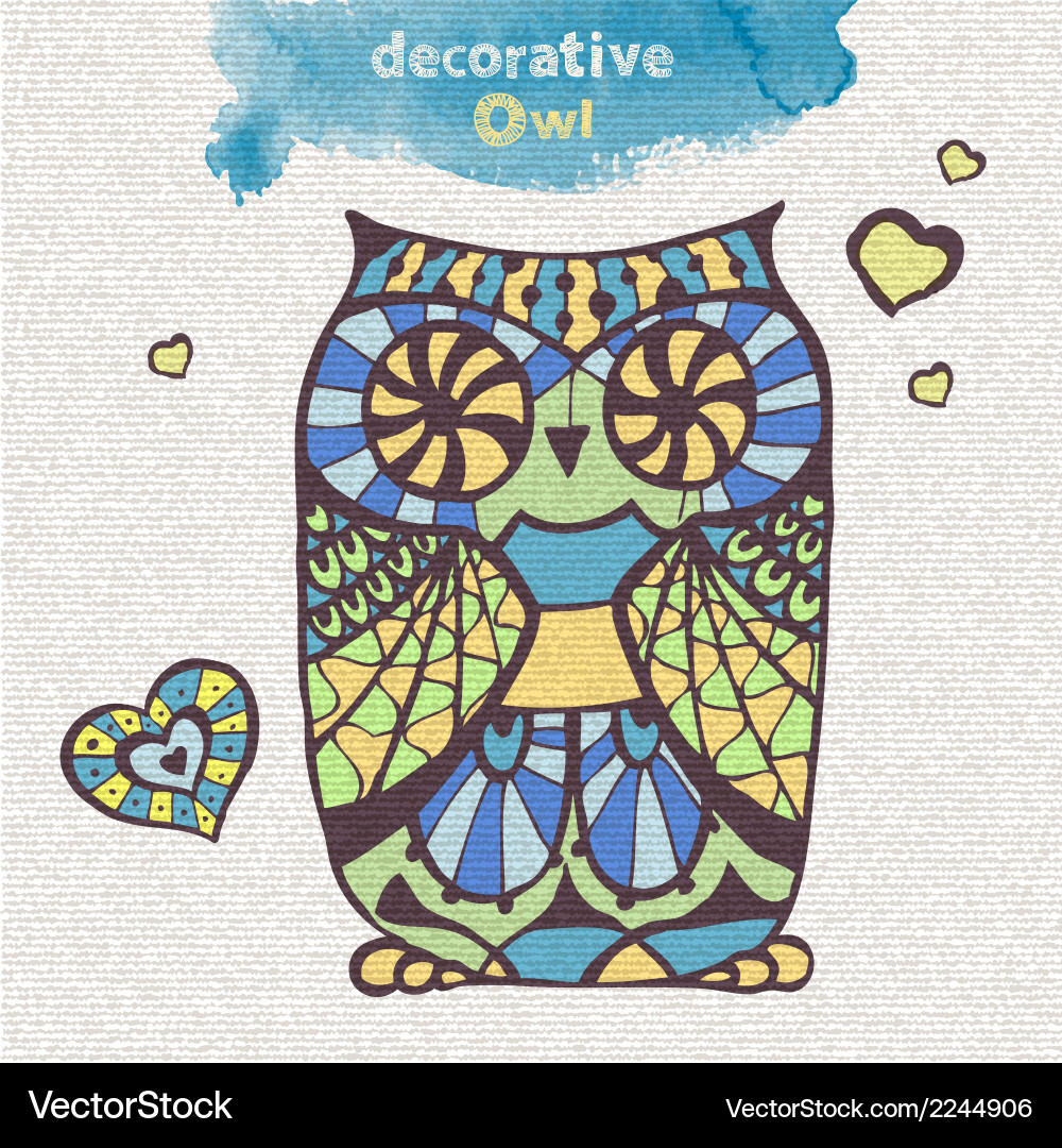 Decorative owl Royalty Free Vector Image - VectorStock