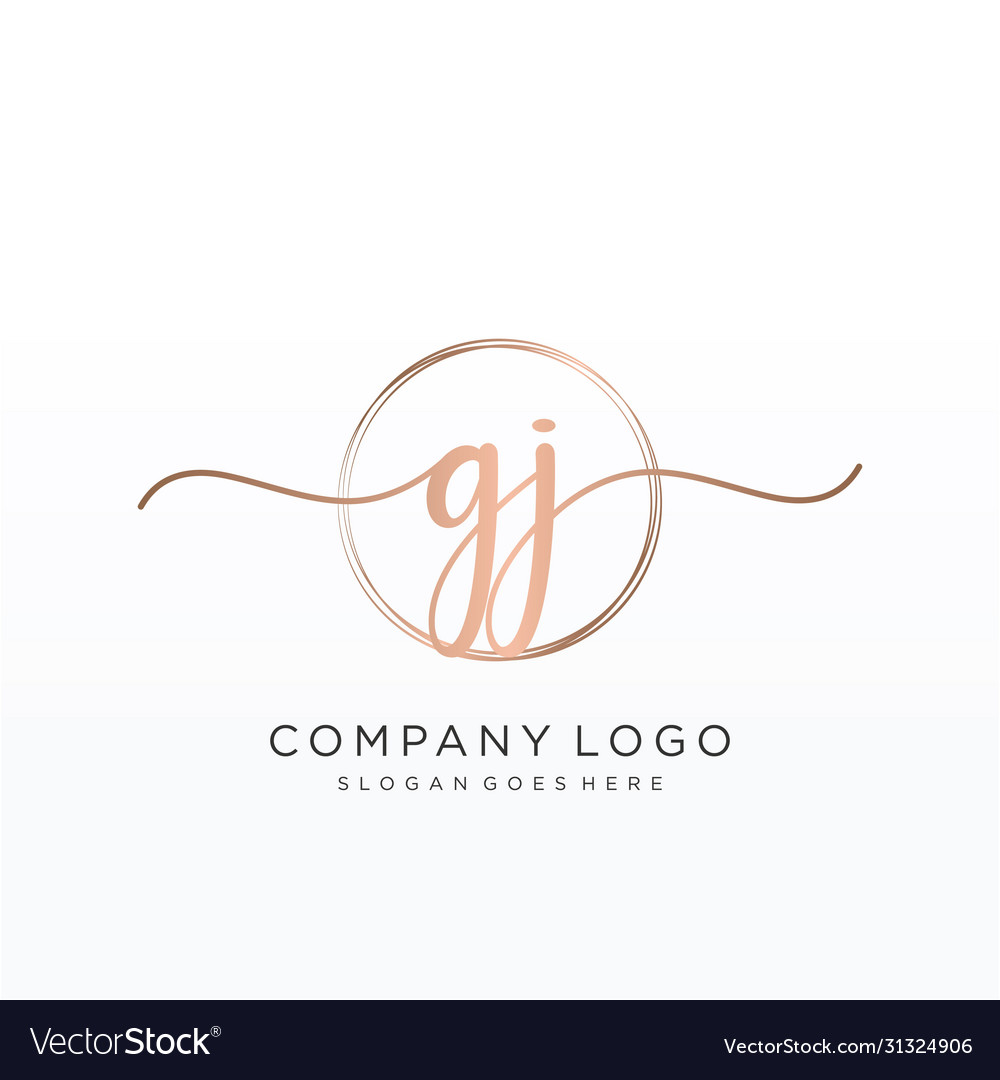 Gj initial handwriting logo design Royalty Free Vector Image