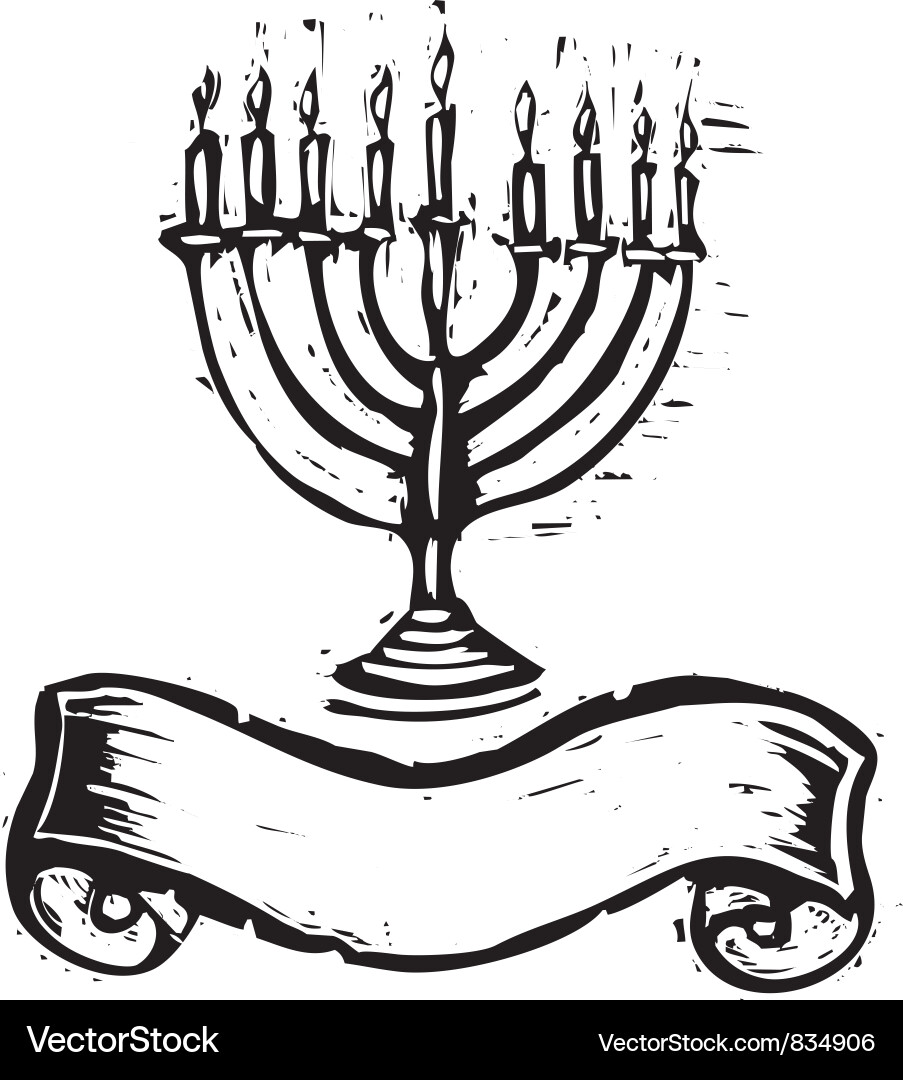 Jewish Menorah and Banner Royalty Free Vector Image