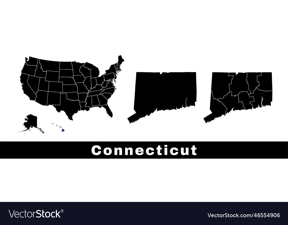 Map of connecticut state usa set Royalty Free Vector Image