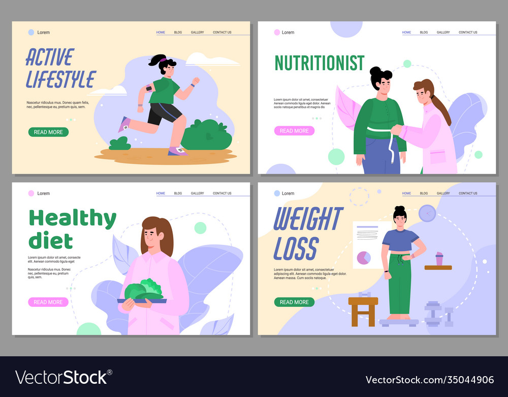 Nutritionists Services Web Banners Set Flat Vector Image 2747