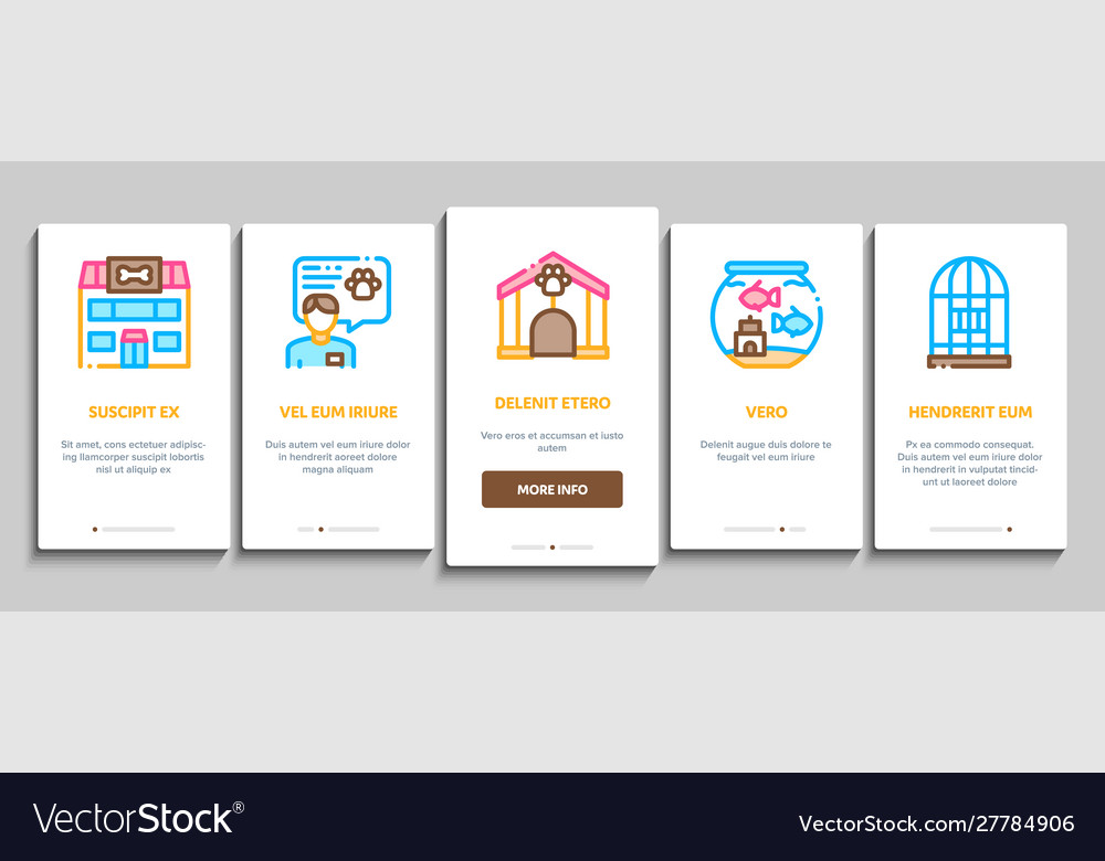 Pet shop onboarding elements icons set