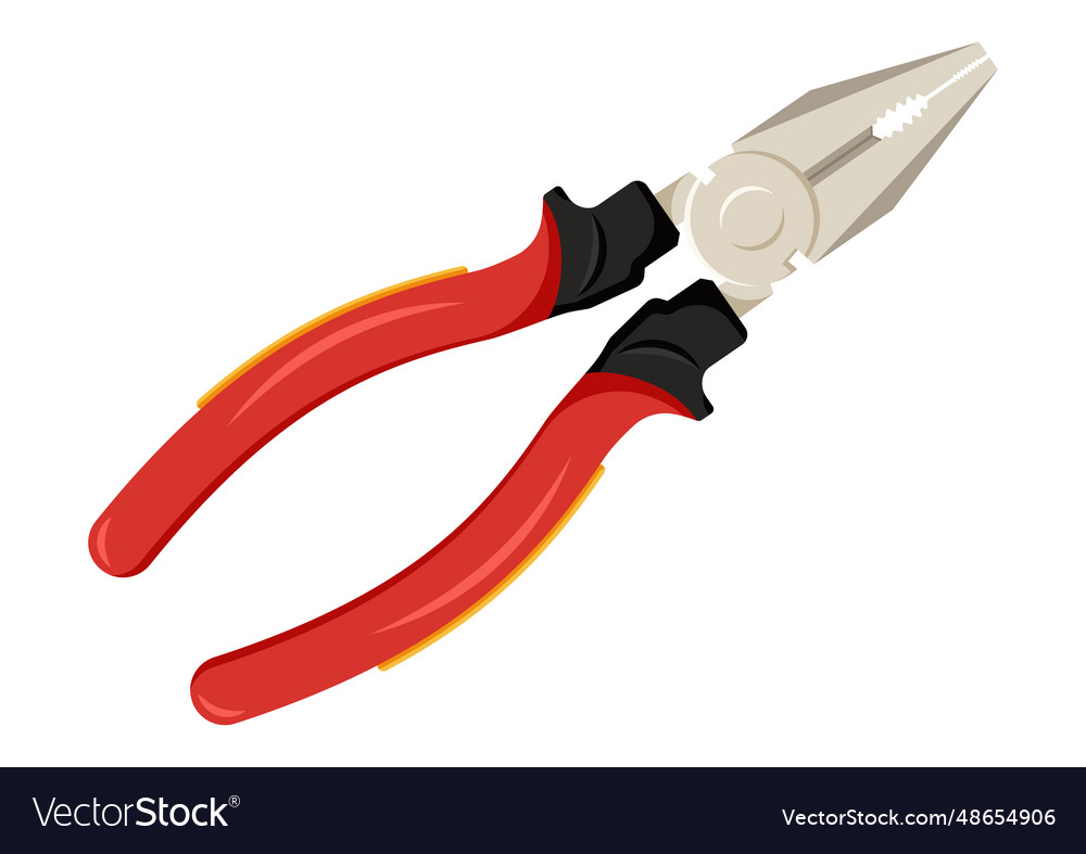 Red pliers work tools clipart flat design Vector Image