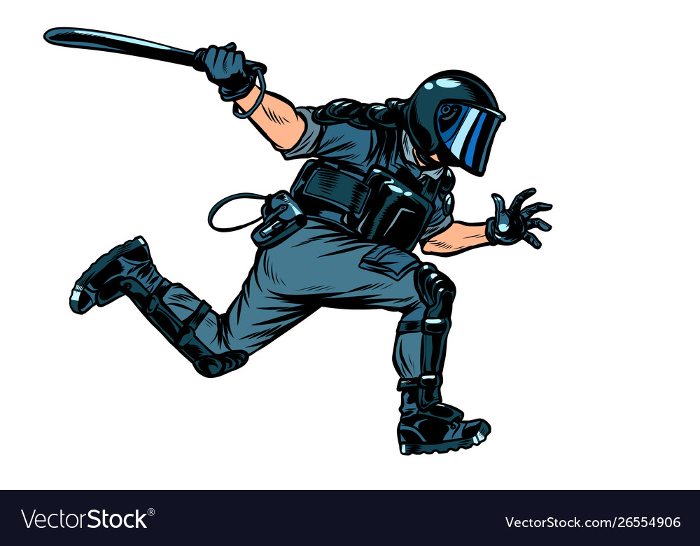 Riot Police With A Baton Royalty Free Vector Image