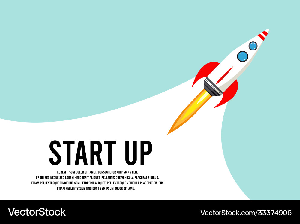 Rocket launch in sky space ship Royalty Free Vector Image