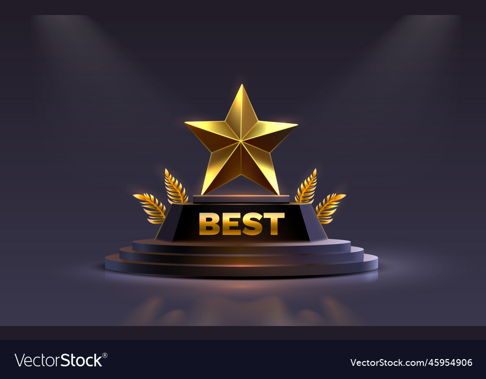 Star best podium award sign golden object Vector Image