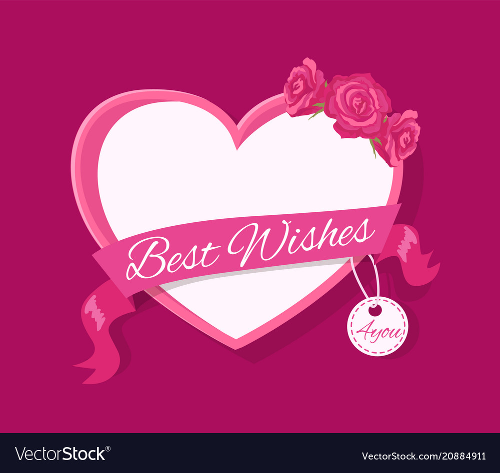 Best wishes 4 you greeting card design with heart Vector Image