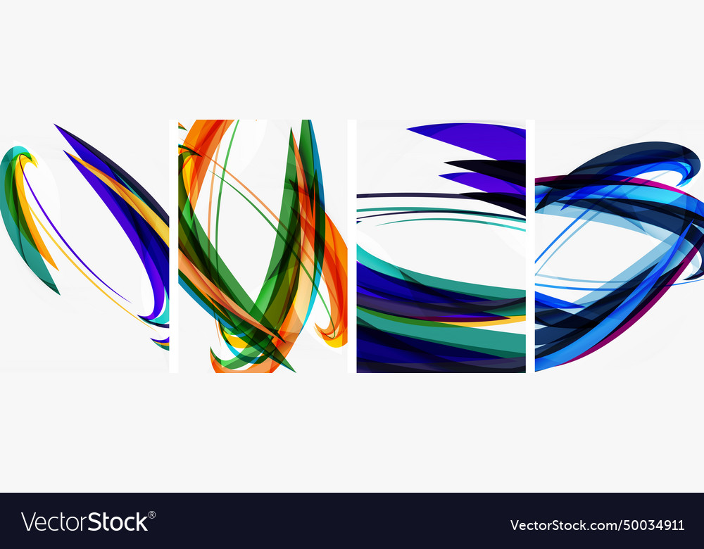 Colorful wave lines poster set for wallpaper Vector Image