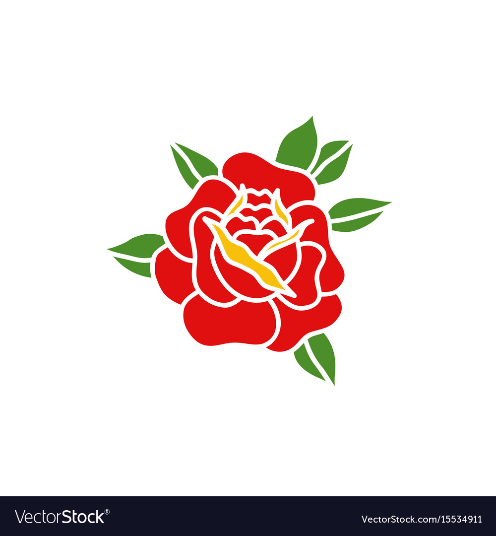 Doodle icon rose flower traditional tattoo flash Vector Image