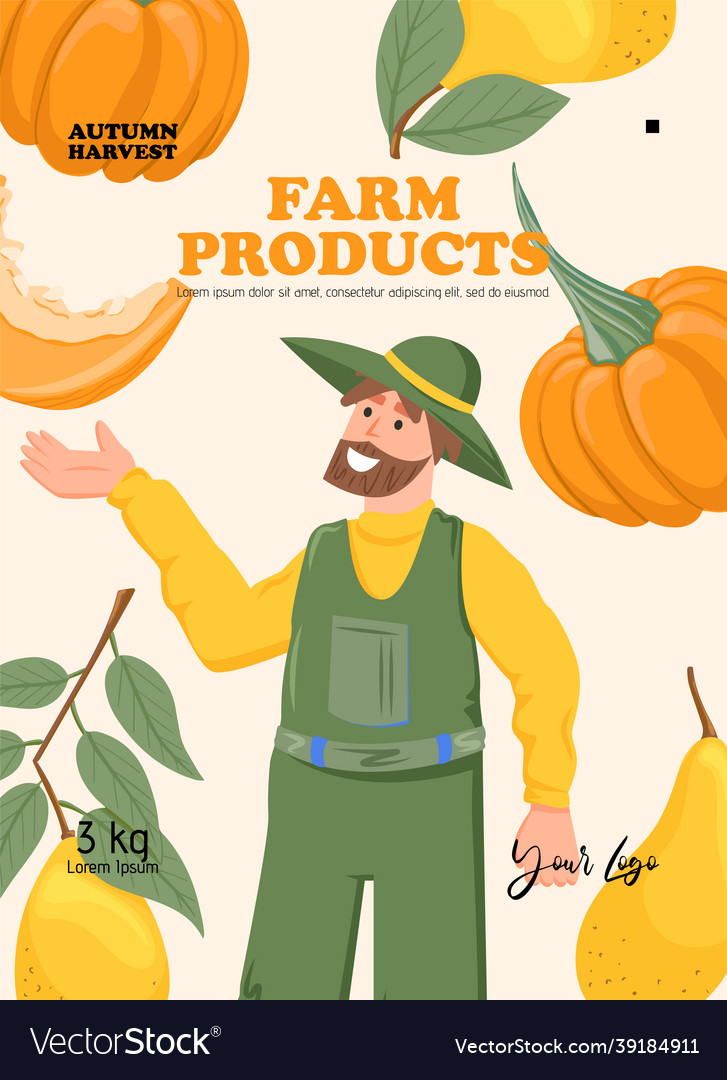 Farm products banner design for autumn harvest