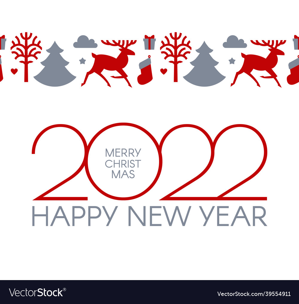 Christmas Flyers 2022 Happy New 2022 Year Christmas Flyer With Reindeer Vector Image