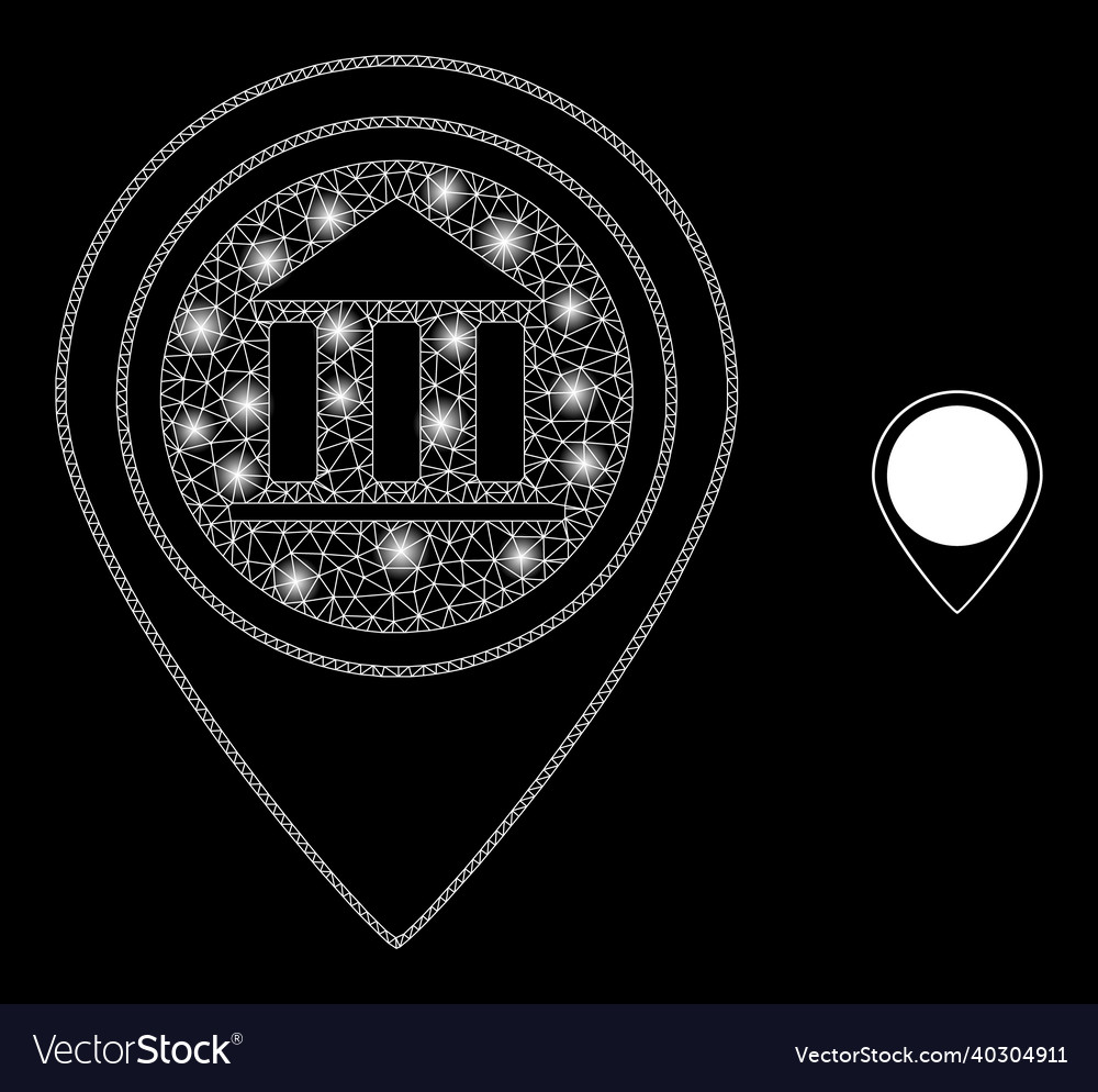 Mesh web museum map marker with glare vector image Mesh web museum map marker with glare