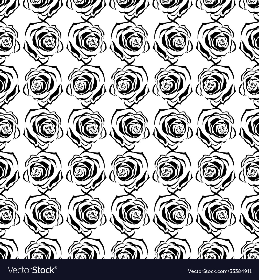 Seamless pattern from roses on a black background Vector Image