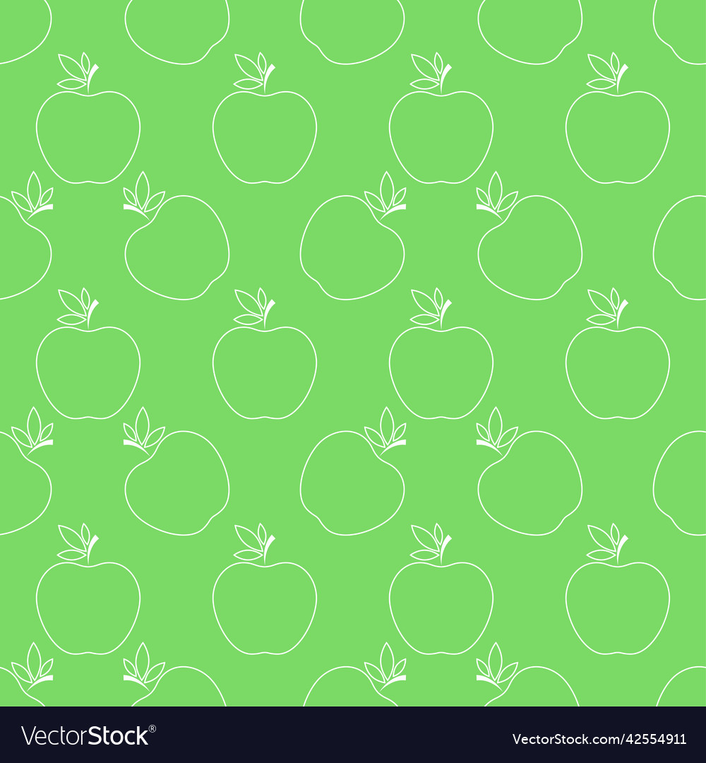 Seamless pattern with apple white flat icon