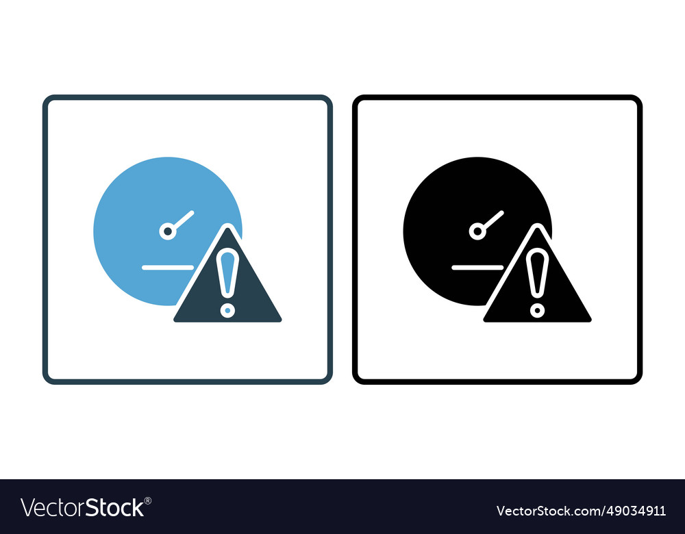 Speed limit icon speedometer with exclamation vector image Speed limit icon speedometer with exclamation