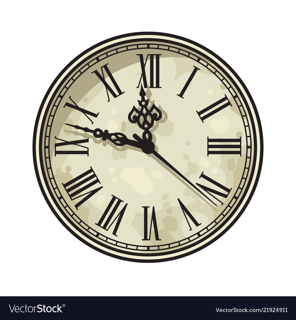 Vintage clock face with roman numerals Royalty Free Vector