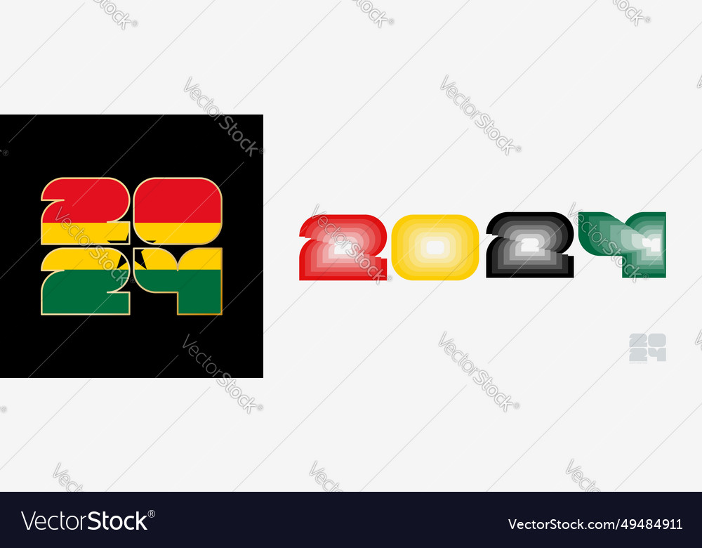 Year 2024 with flag of ghana and in color palate