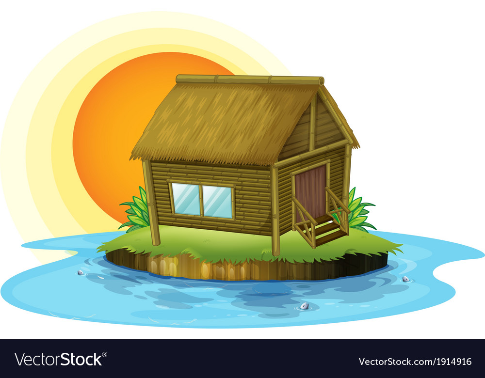 A bamboo house in island Royalty Free Vector Image