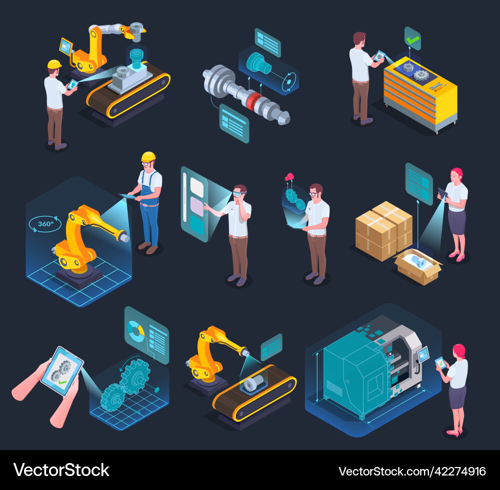 Augmented reality isometric icons Royalty Free Vector Image