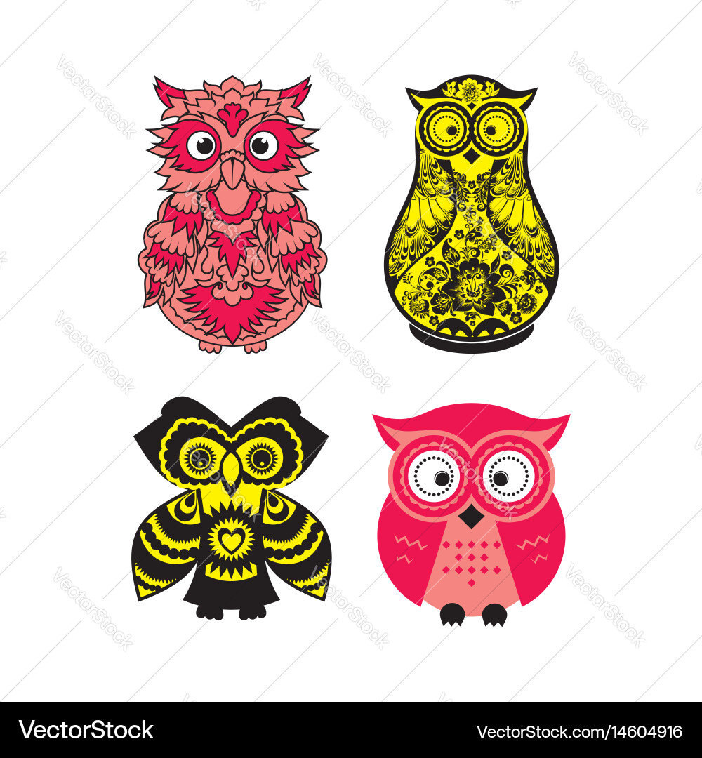 Set owls Royalty Free Vector Image - VectorStock