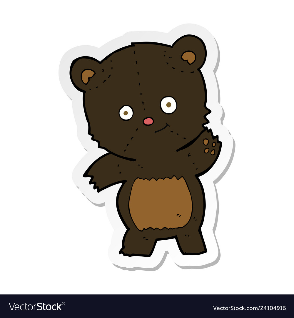 Sticker of a cute black bear cartoon