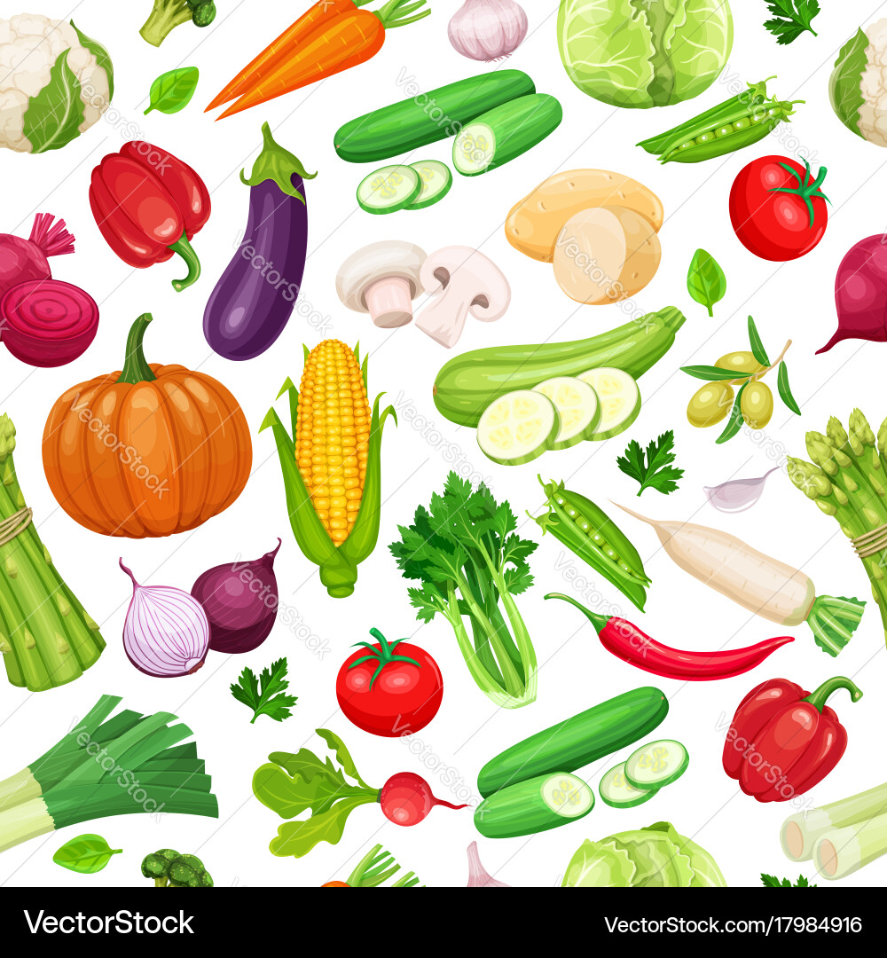 Vegetables seamless pattern Royalty Free Vector Image