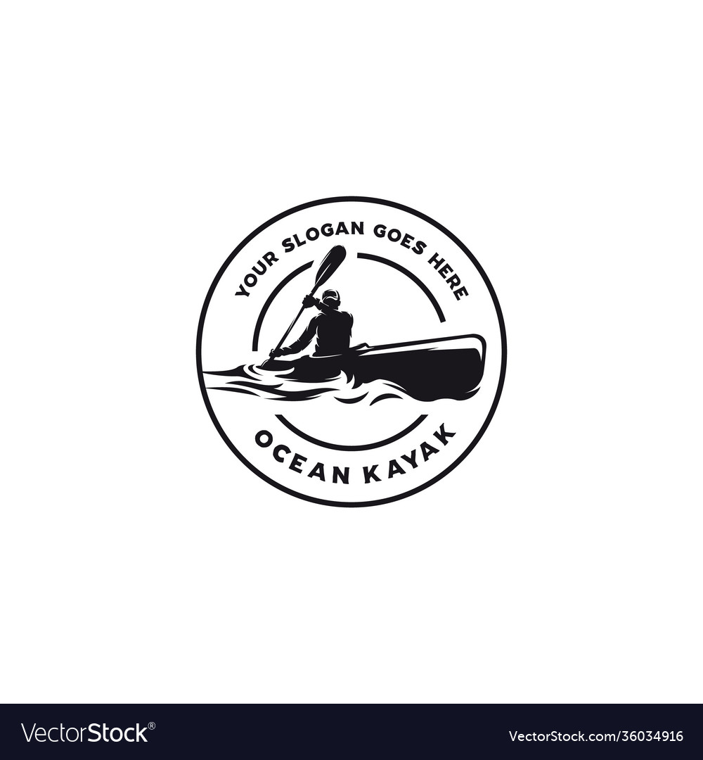 Vintage kayak circle emblem logo vector image Vintage kayak circle emblem logo