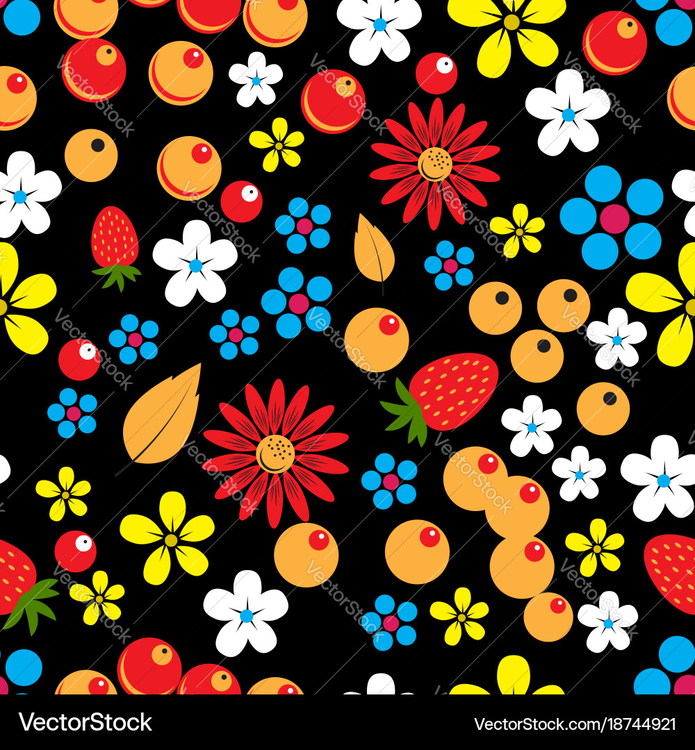 Abstract seamless pattern with berries leaves Vector Image