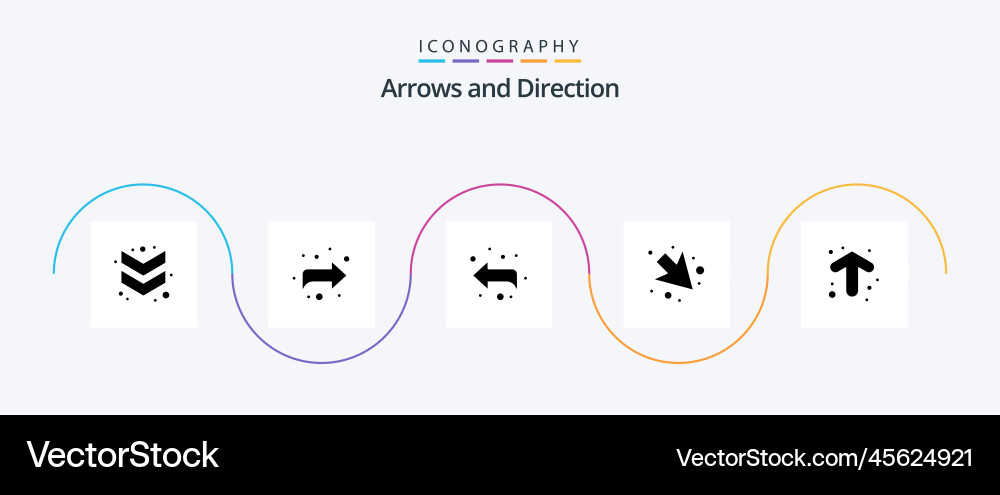 Arrow glyph 5 icon pack including direction left Vector Image