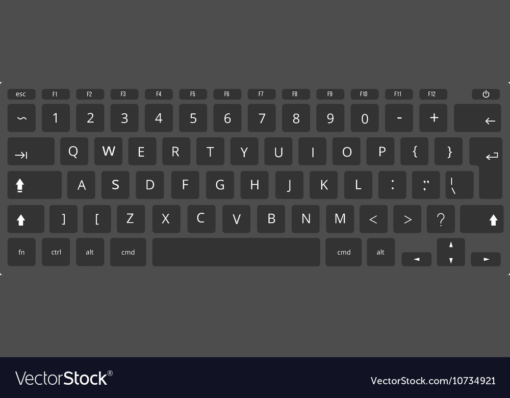 Black laptop computer keyboard template Royalty Free Vector