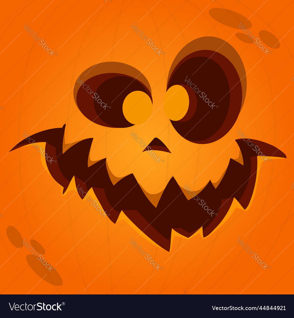 Cartoon Funny Halloween Pumpkin Head With Scary Vector Image 1758