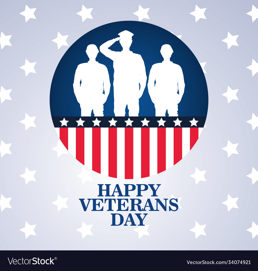 Happy veterans day celebration with military Vector Image