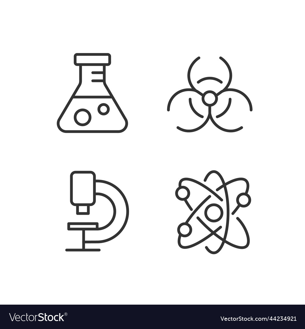 Laboratory research pixel perfect linear icons set