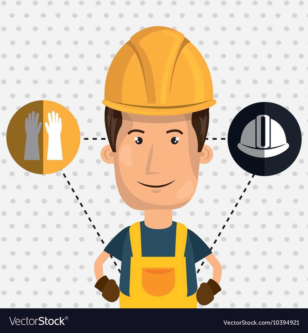 Man worker helmet gloves Royalty Free Vector Image