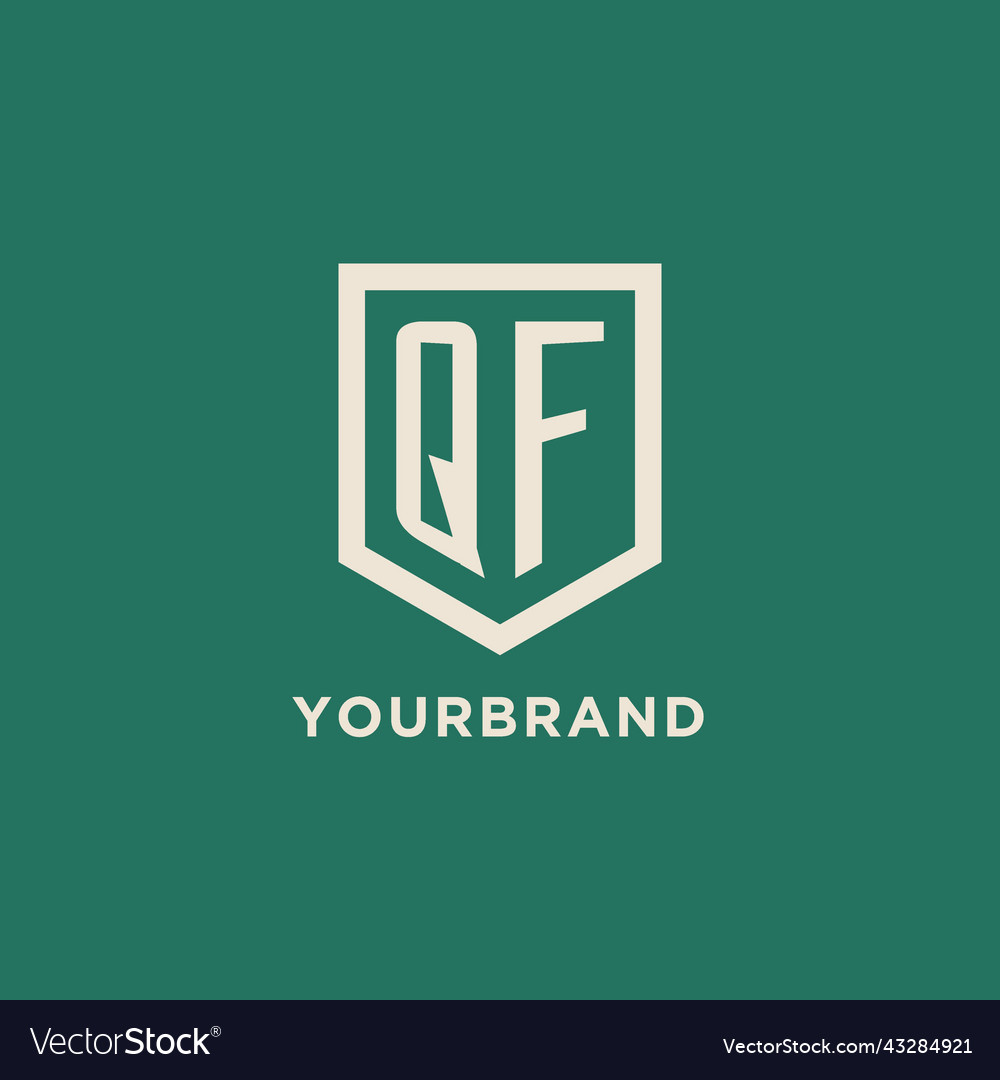 Qf initial logo monogram shield geometric shape Vector Image