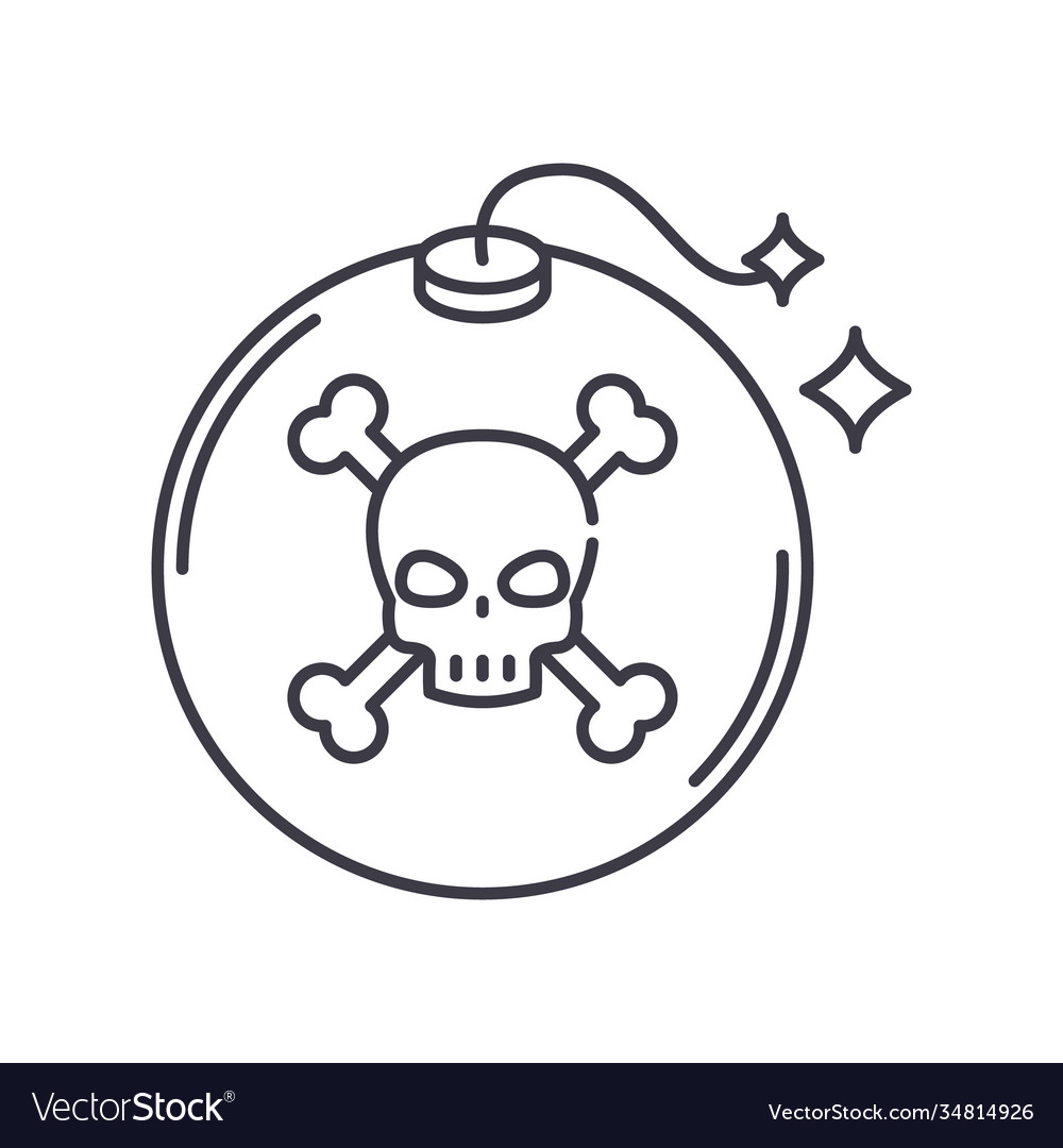 Bomb icon linear isolated thin line vector image Bomb icon linear isolated thin line