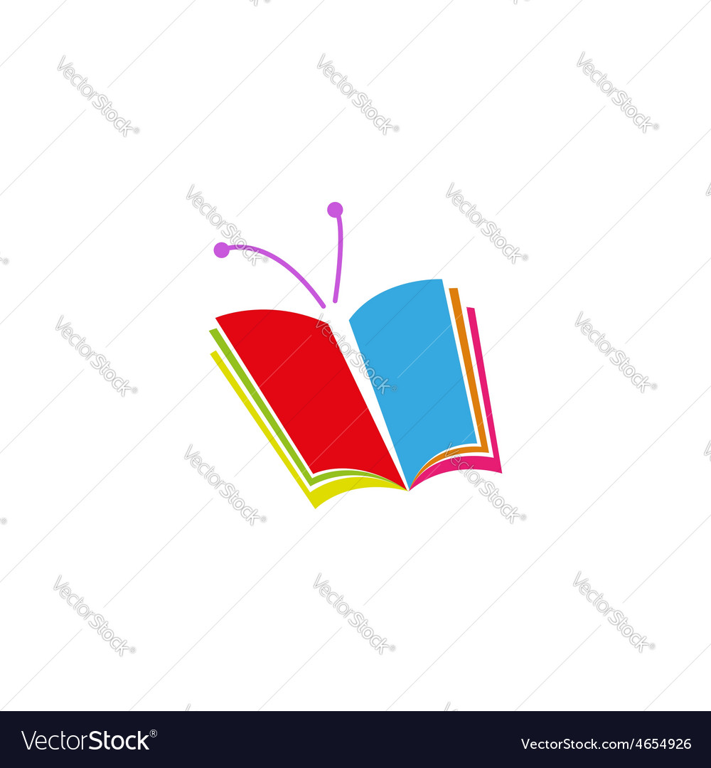 Book logo in the form of butterfly a symbol