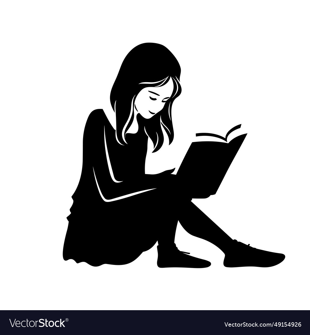 Girl reading a book black icon on white Royalty Free Vector