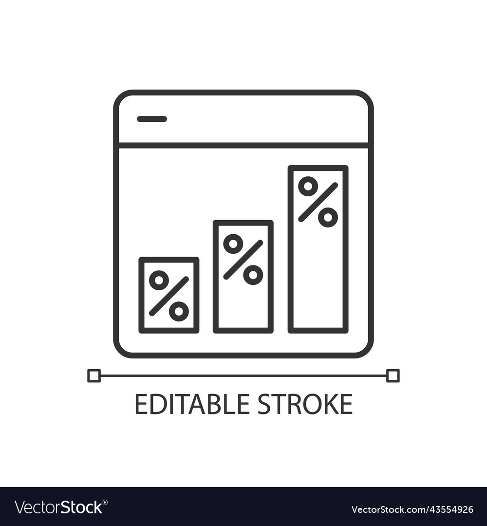 Graph in data analytics linear icon vector image Graph in data analytics linear icon